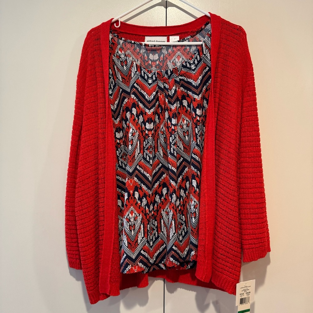 NWT Women’s Large Alfred Dunner Two-Piece Top (Tanktop + Cardigan)